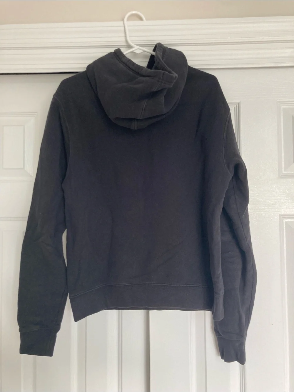 adidas Black Crewneck Hoodie with Pink Sleeve Logo and Blue Chest Graphic